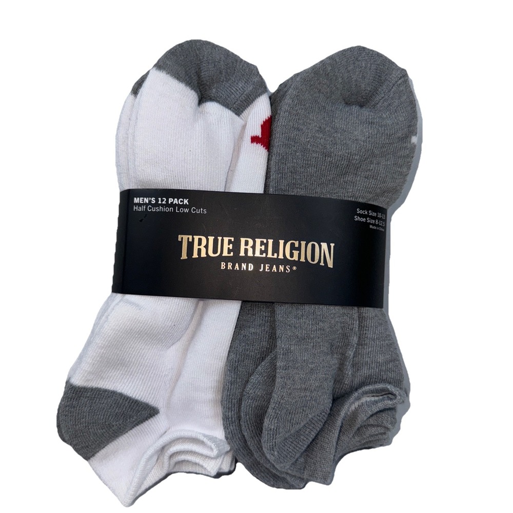 True Religion Men 12 Pack Half Cushion Low Cut Socks Shoe 8-12.5 Sock 10-13 NEW